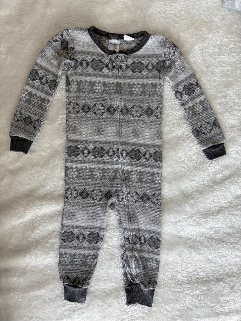Eddie Bauer Fleece Footless One-Piece Pajamas | Gray Black | Size 18M